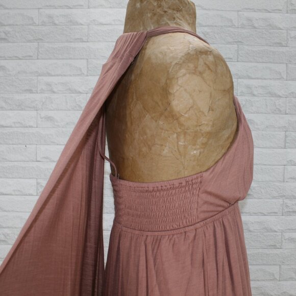 TO THE MAX Dress Halter Cape Back Boho Bow Summer Casual Rose Rayon Medium - Picture 5 of 13